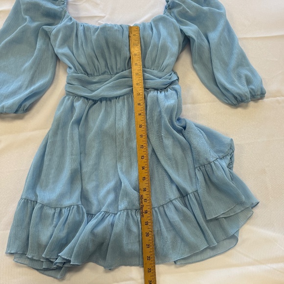 Lucy in the Sky Neia Ruffle Mini Dress Blue Shimmer Size M - Picture 13 of 13
